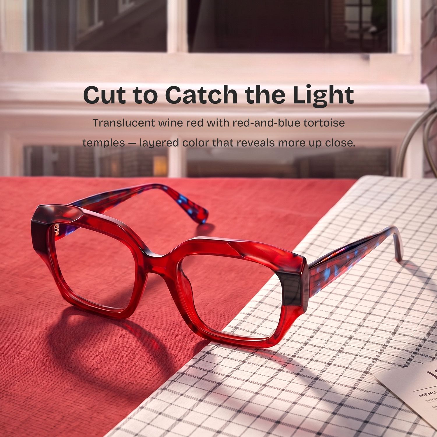 Sonnet Bright Red Square Glasses | ZEELOOL0
