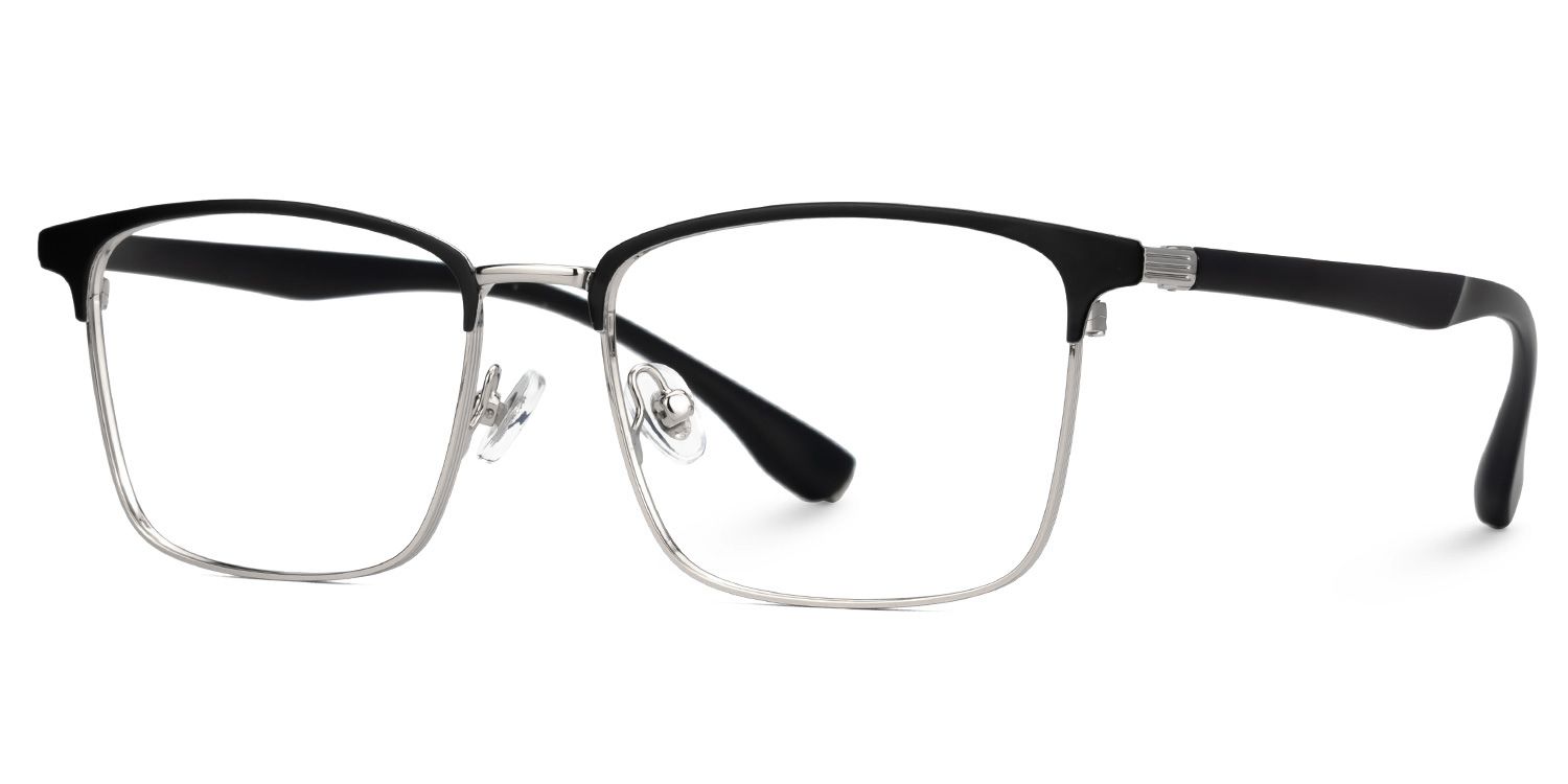 Eaddy Silver Eyeglasses with Rectangle Shape | Zeelool Optical1