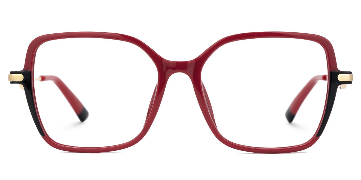 Rendon Thin Clear Red Glasses in Square Design | Zeelool0