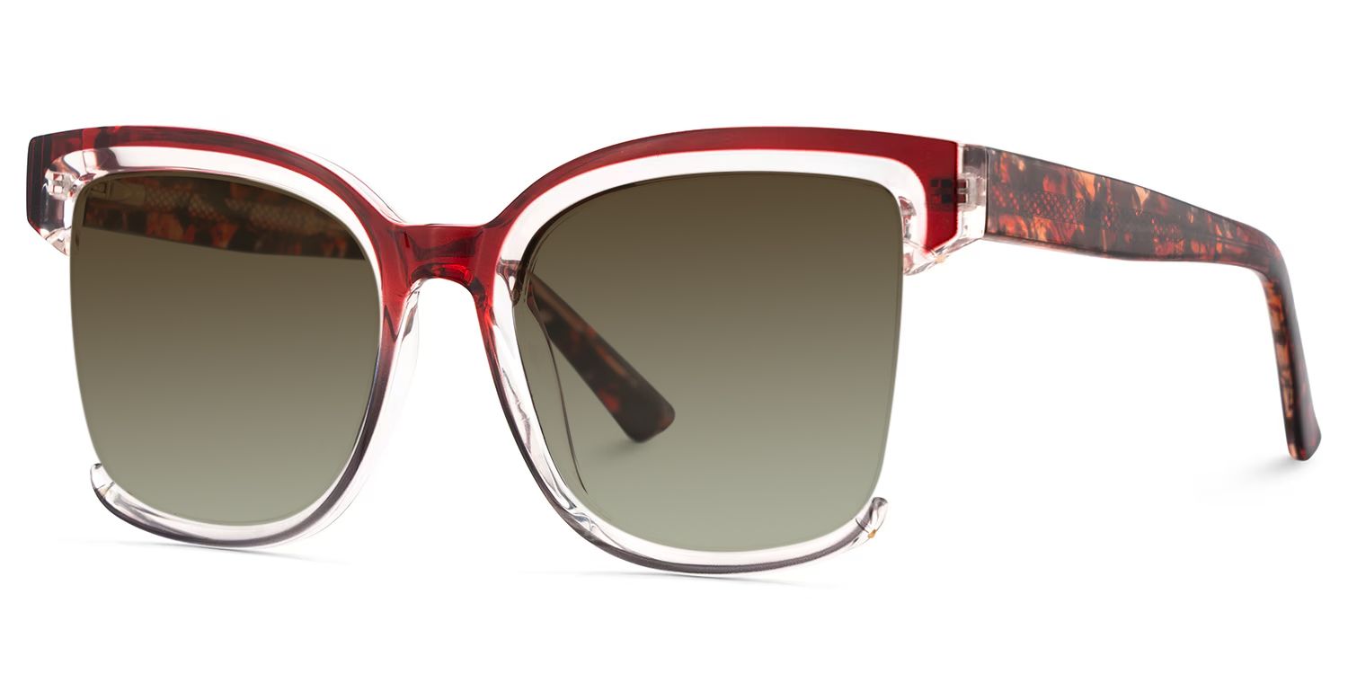 Square Cadogan Red- Gray Frame Glasses | Zeelool2
