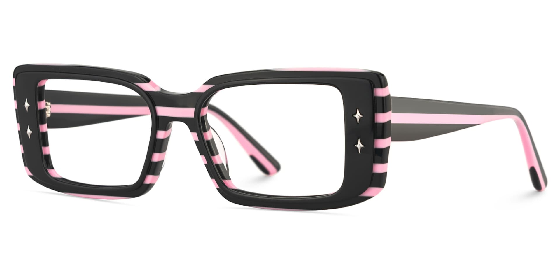 Women's Rectangle Eyeglasses Frames With Black and Pink Color3