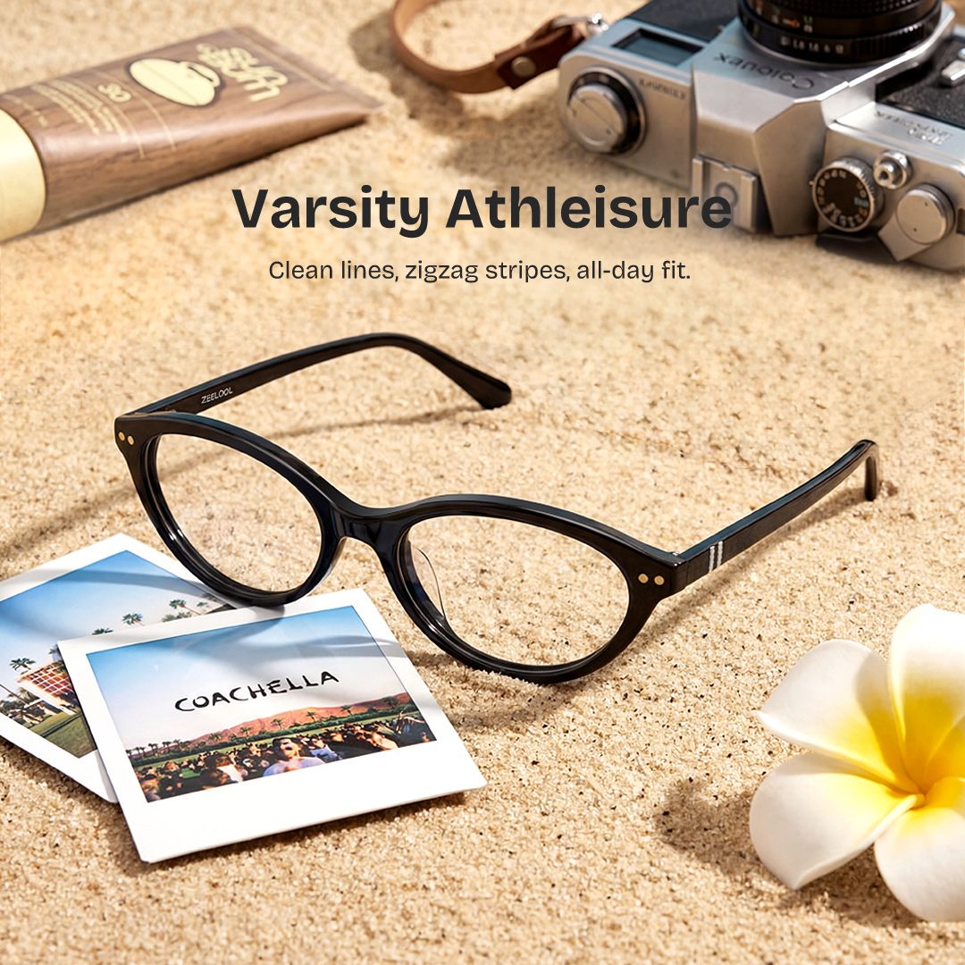 Ashby Black Oval-Frame Glasses | Slim Varsity Style0