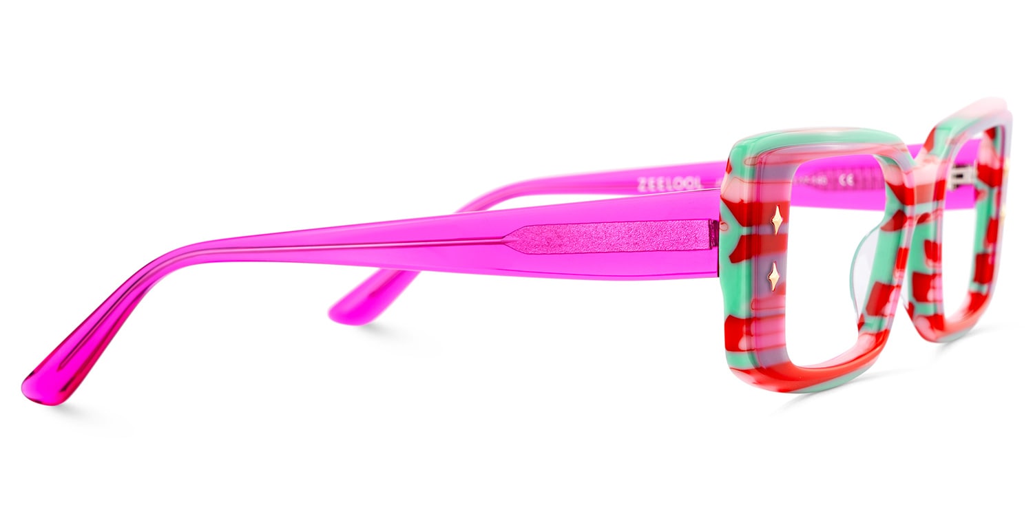 Gleam Rectangle Red Glasses4