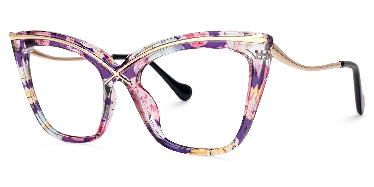 Winston Butterfly Purple-Floral Eyeglasses & Glasses Frames1