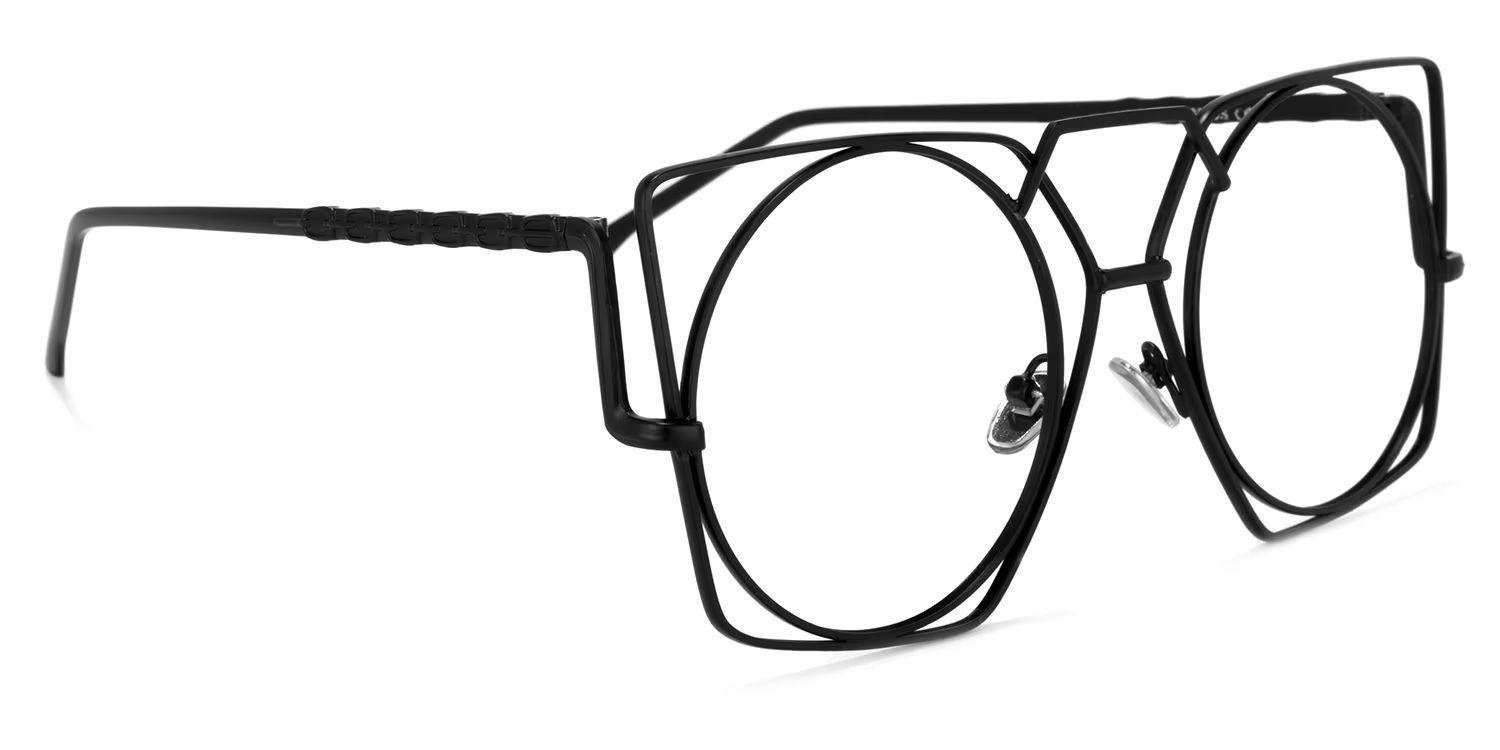 Evette Geometric Black Glasses | Zeelool Glasses2