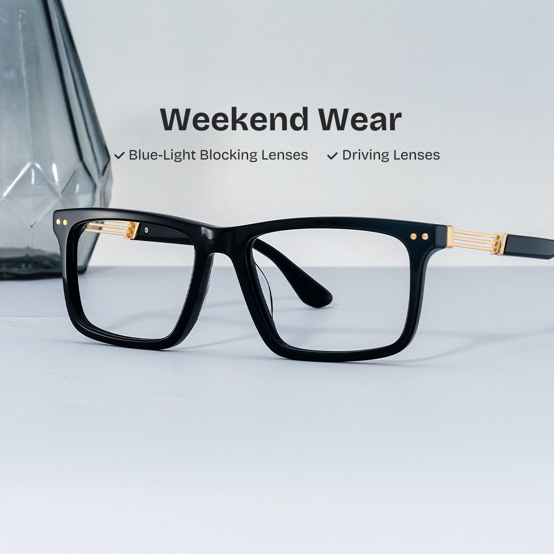 Emerson Eyeglasses in Rectangle Black Frame | Zeelool0