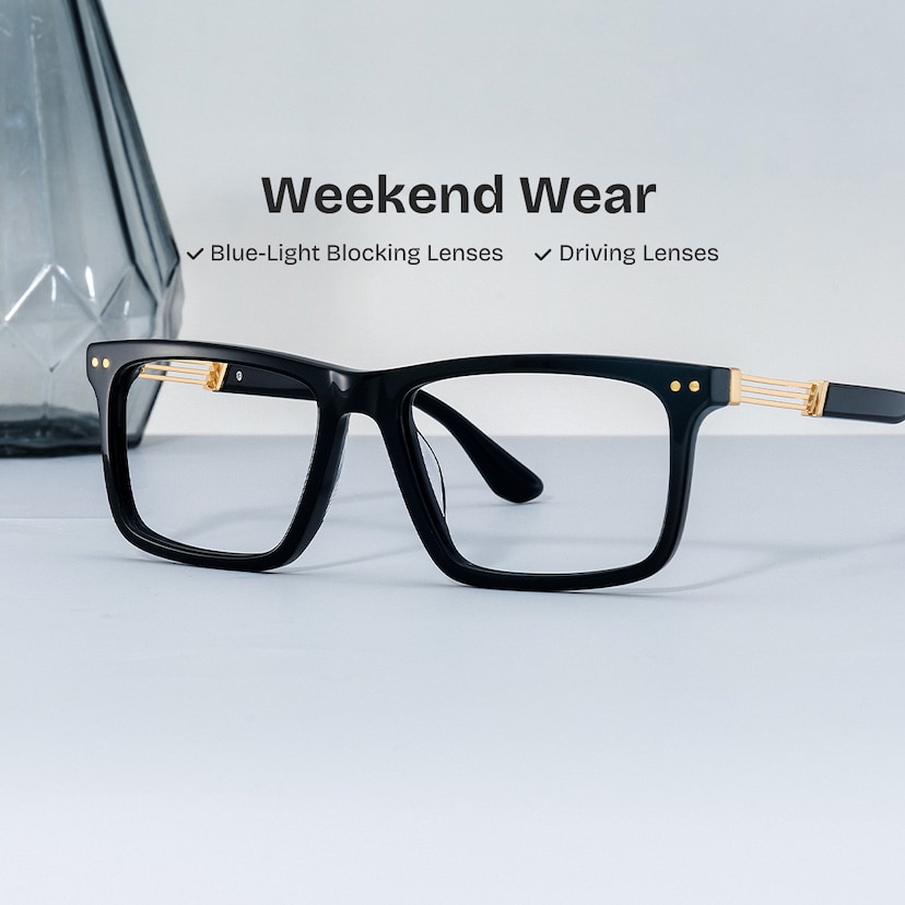 Emerson Rectangle Black Glasses