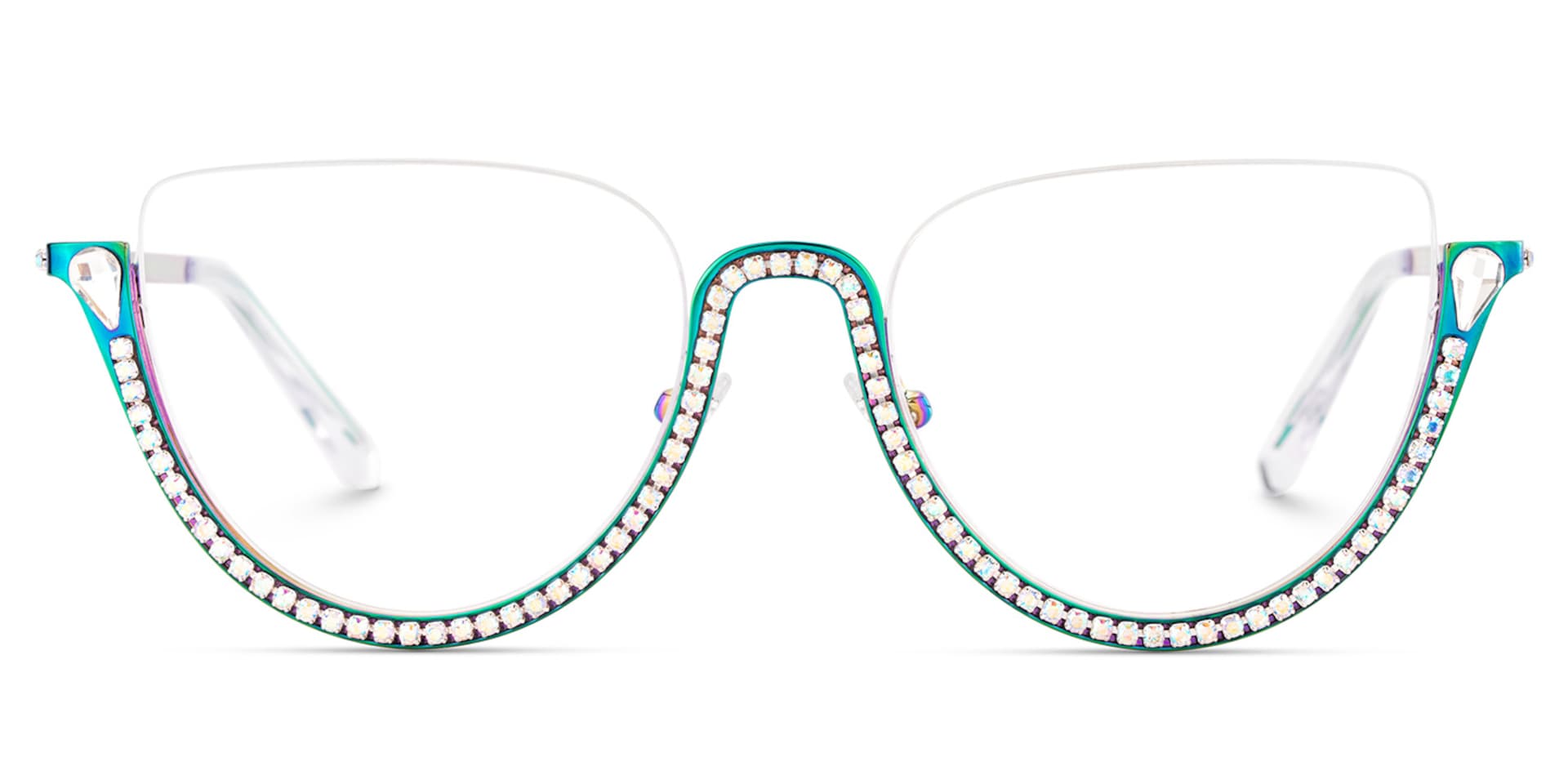 Half Frame Cat Eye Glasses With Shiny Diamonds2