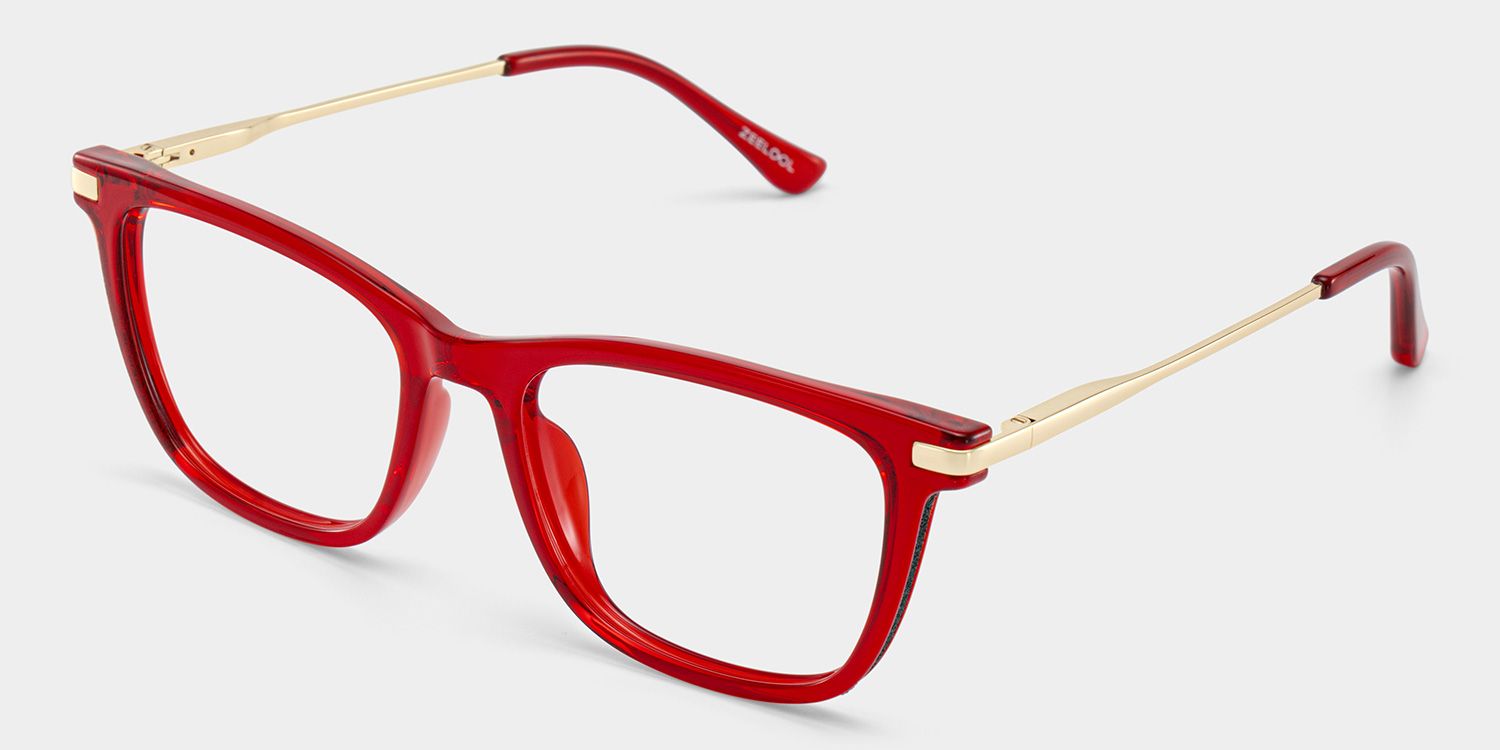 Selena Rectangle Transparent Red Glasses for Women | ZEELOOL