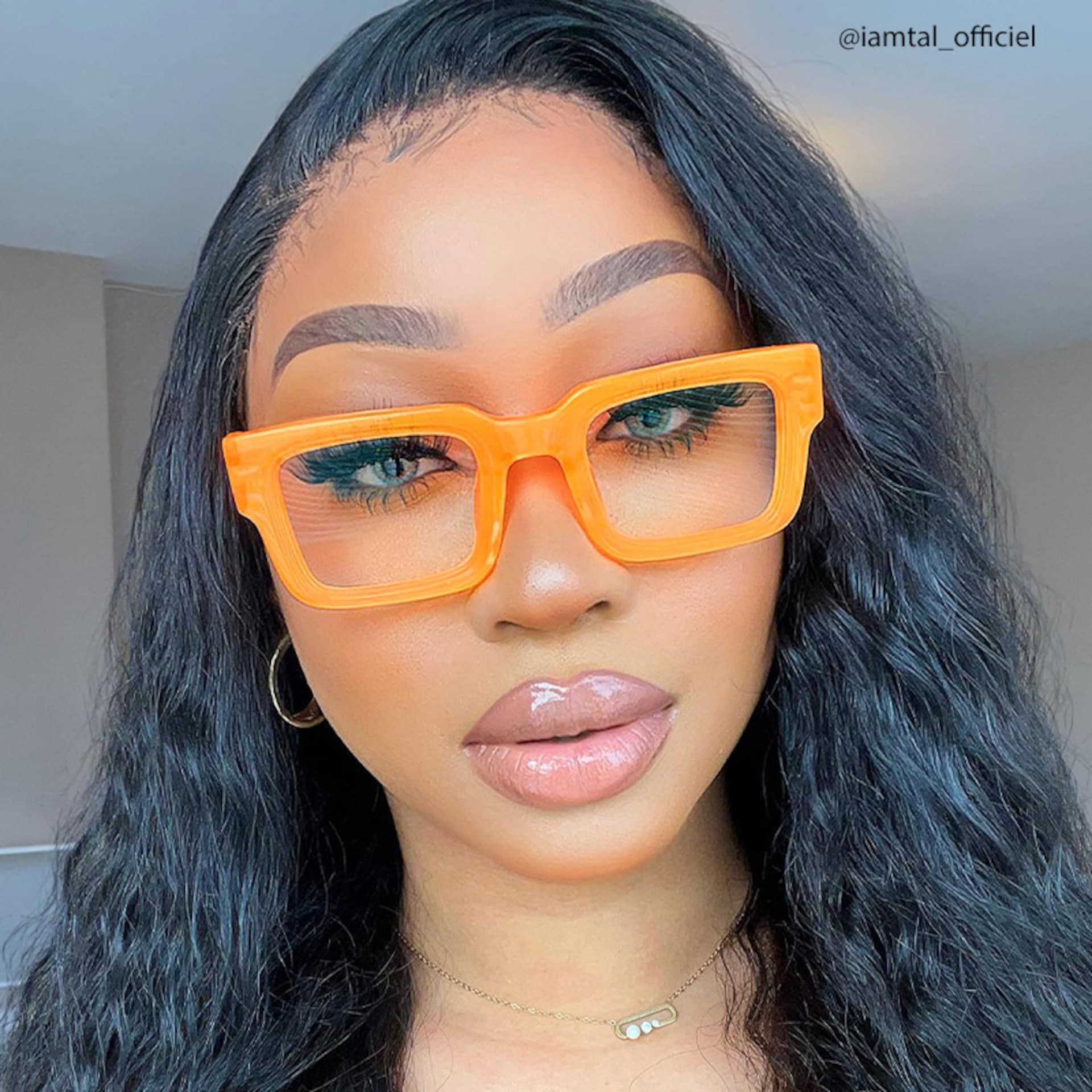 Glaucia Square Orange Glasses | Zeelool Glasses4
