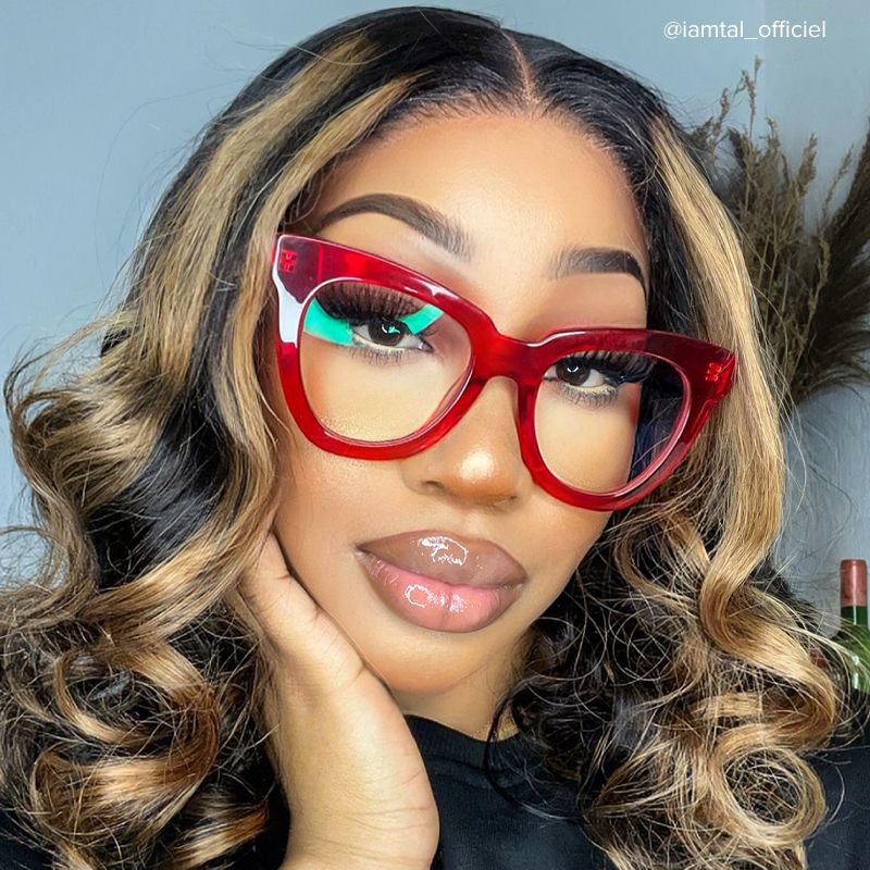 Yaser Cat-eye Red Eyeglasses and Acetate Frames6