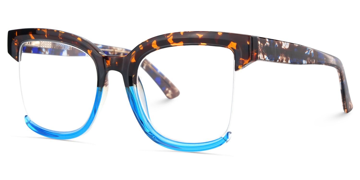 Cadogan Blue-tortoise Square Prescription Glasses | Zeelool3