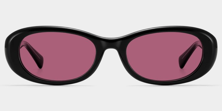 Catherine Black Oval Sunglasses