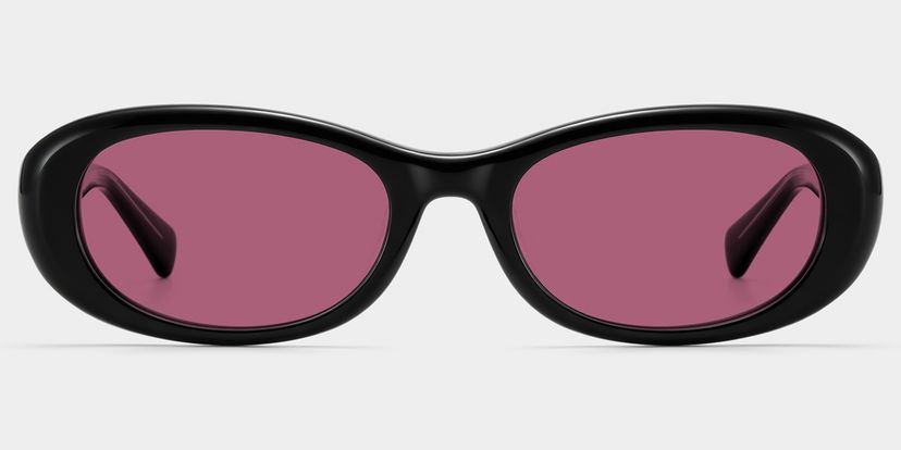 Catherine Black Oval Sunglasses