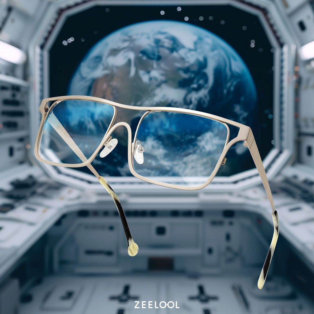 Nova Wide Matte Gold Glasses with Rectangle Frames | Zeelool4