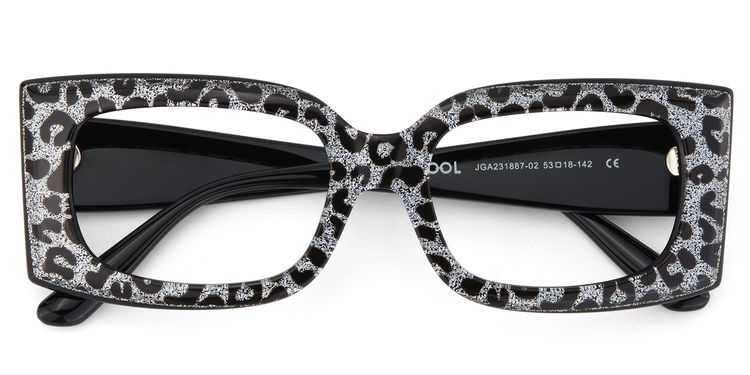 Orduno Gray Leopard Rectangle Glasses