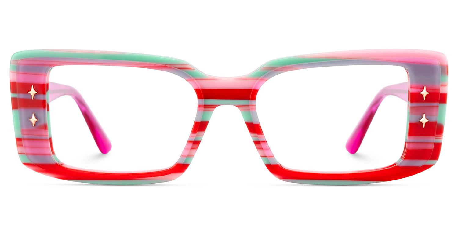 Women's Rectangle Eyeglasses Frames With Red and Green Color1