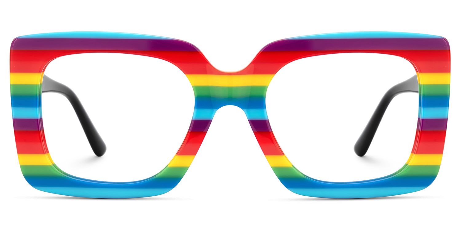 Dianna Rainbow Rectangle Thick Frame Glasses | Zeelool1