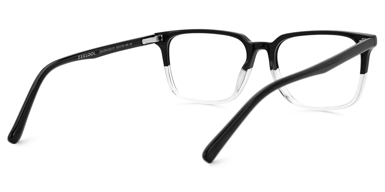Barnhill Acetate Square Black-Crystal Frame Glasses | Zeelool3