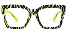 Morreen Square Neon Green Zebra Glasses0