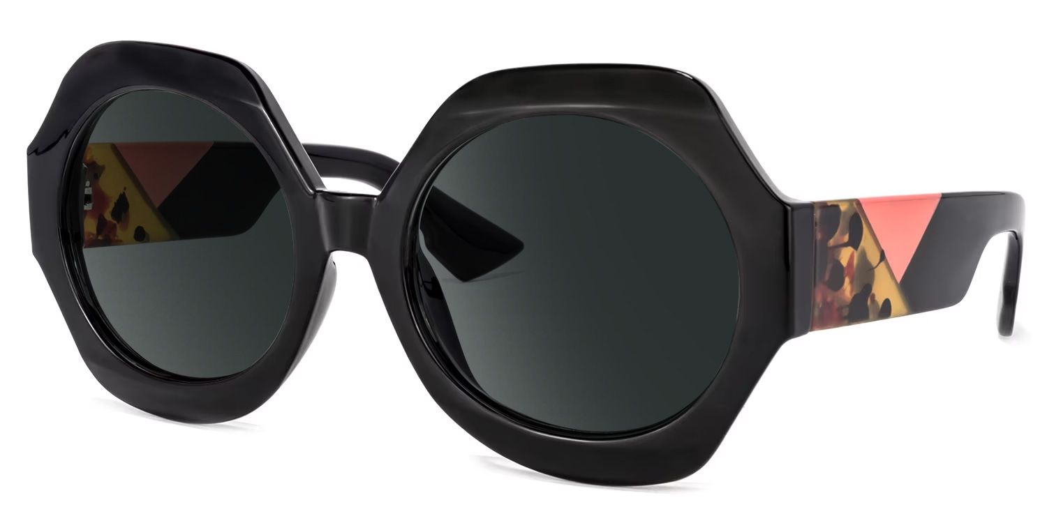 Geoffrey Geometric Black Sunglasses | Zeelool Glasses2