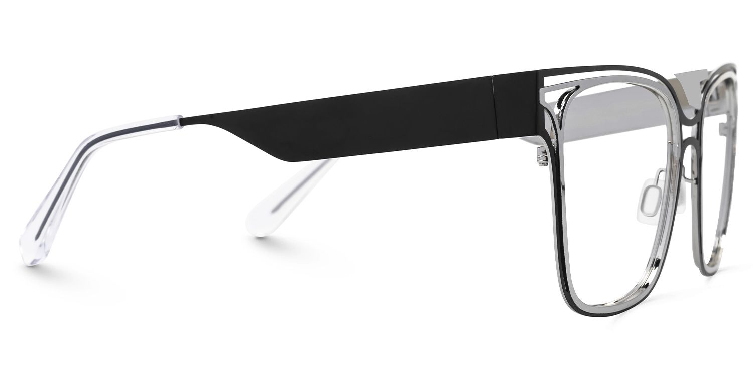 Square Dacarine Black-Silver Glasses deals -Zeelool Glasses2