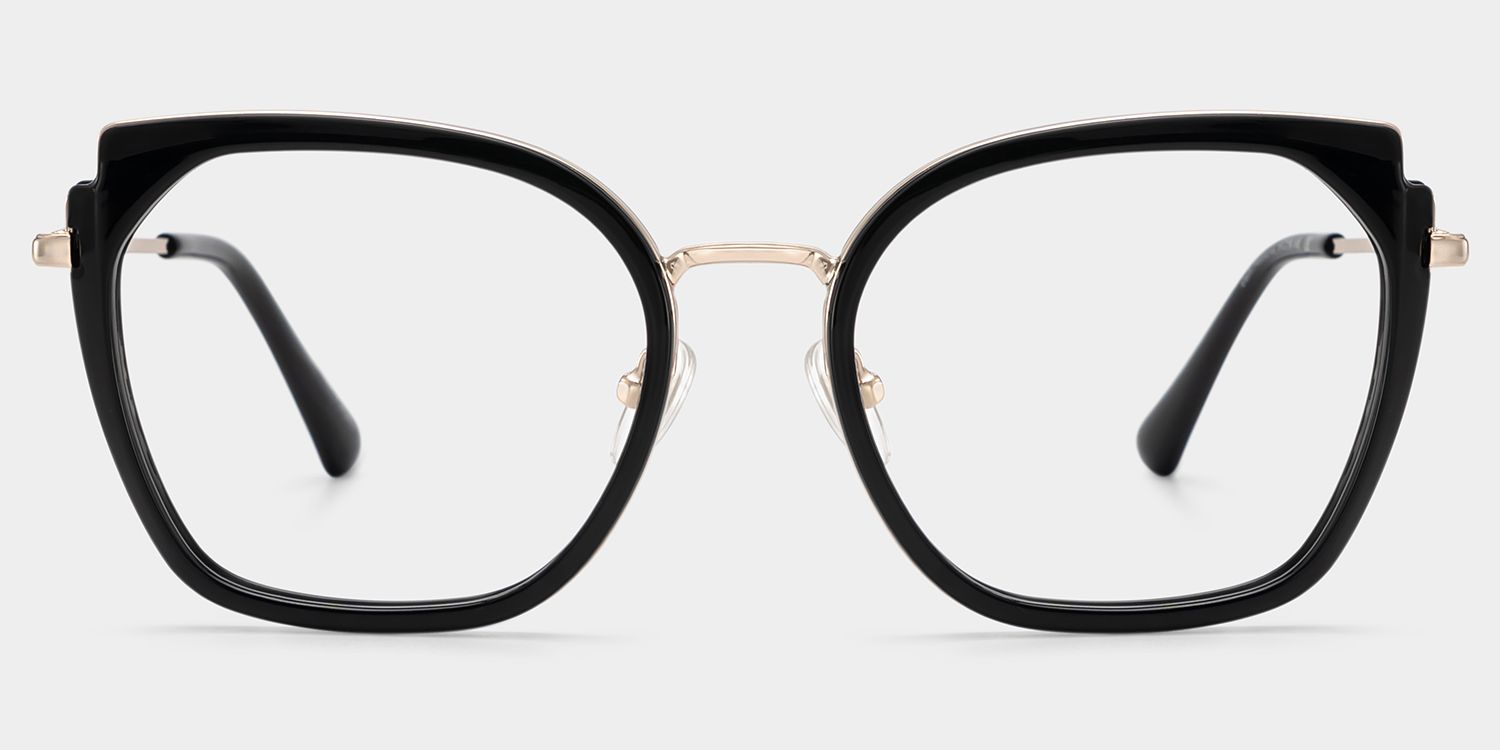 Black Metal Frame Glasses With Wide Size For Women1