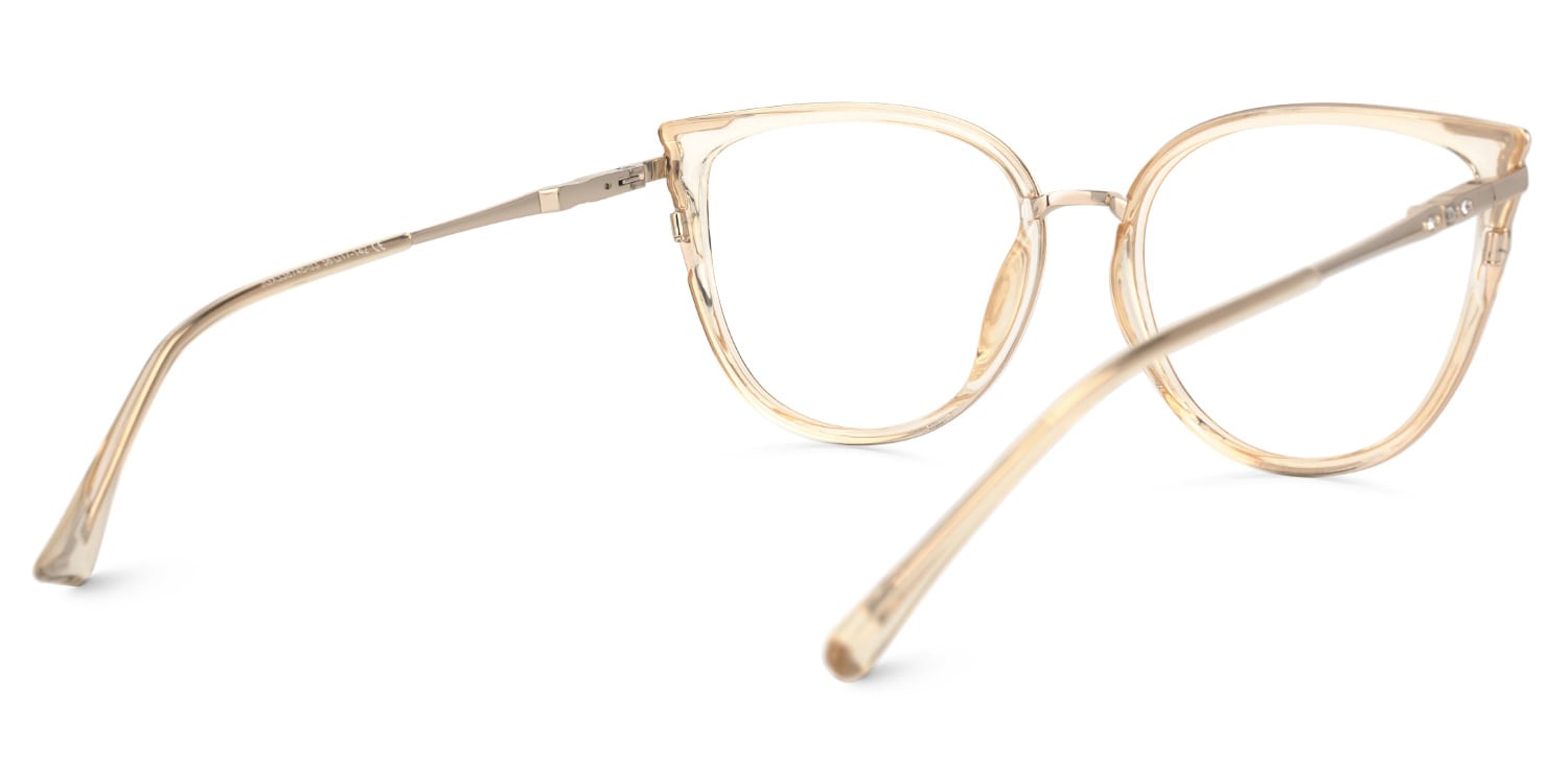 Estrada Cateye Champagne Eyeglasses with Mixed Materials -Zeelool3