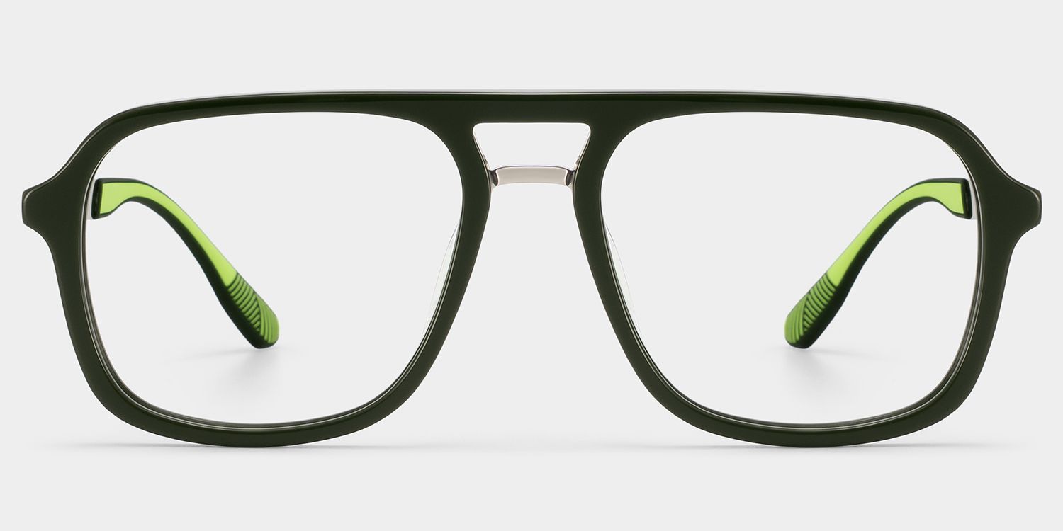 Ryder Green Aviator Mixed Frame Glasses for unisex | ZEELOOL1