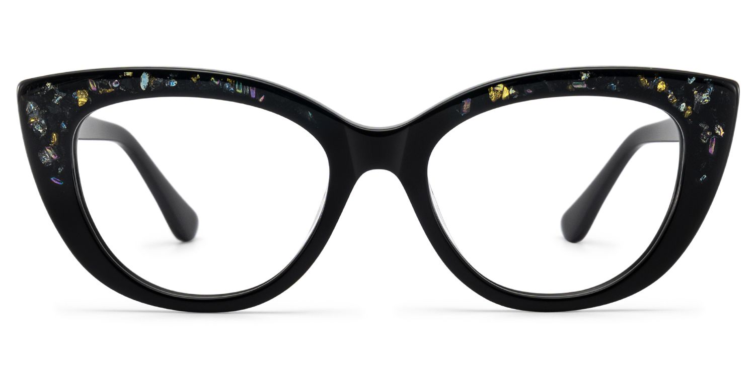 Zeelool Women's Cat eye Black Acetate Prescription Glasses
