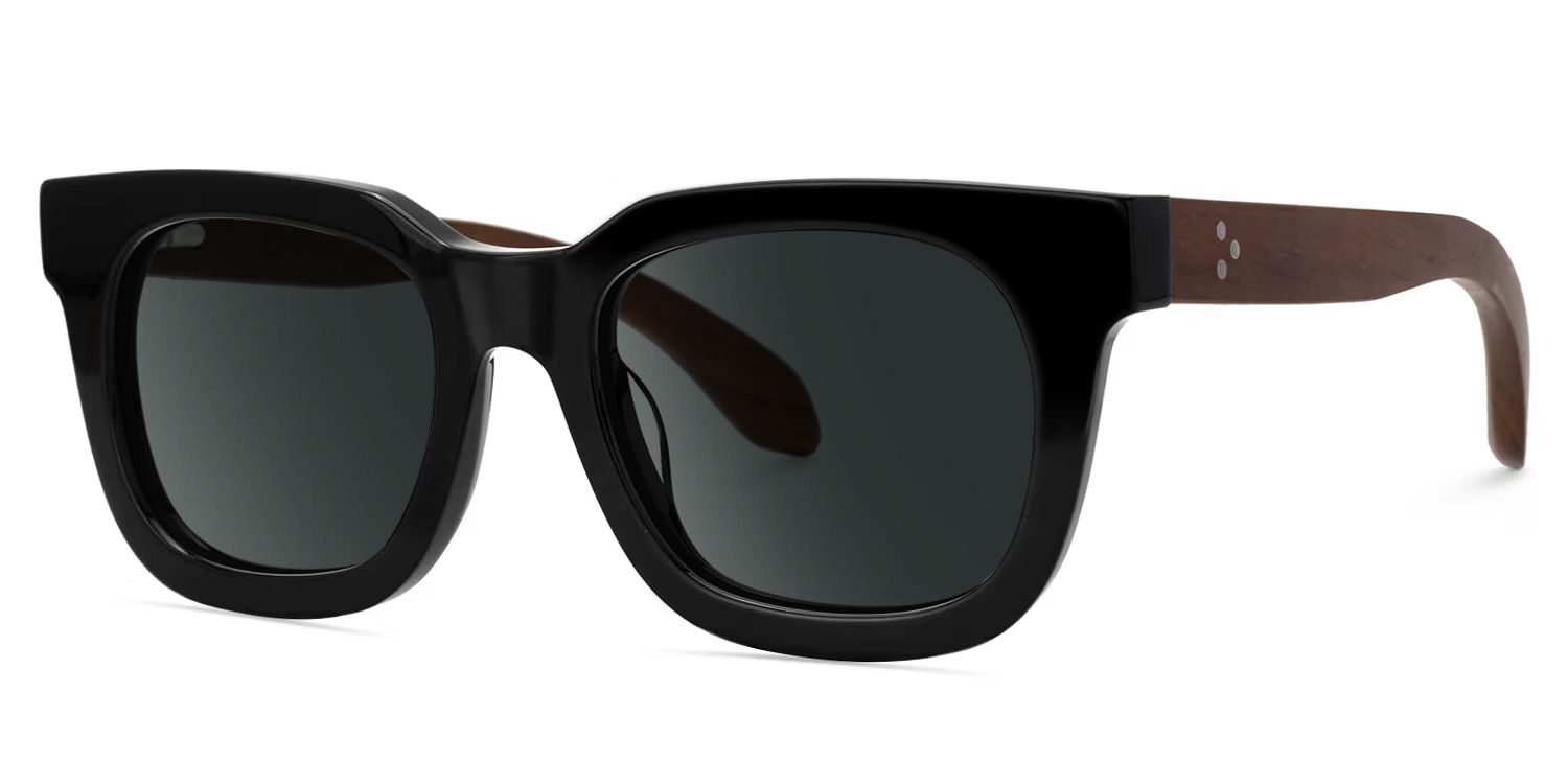 Sam Rectangle Wood Thick Frame Sunglasses for Men | Zeelool1