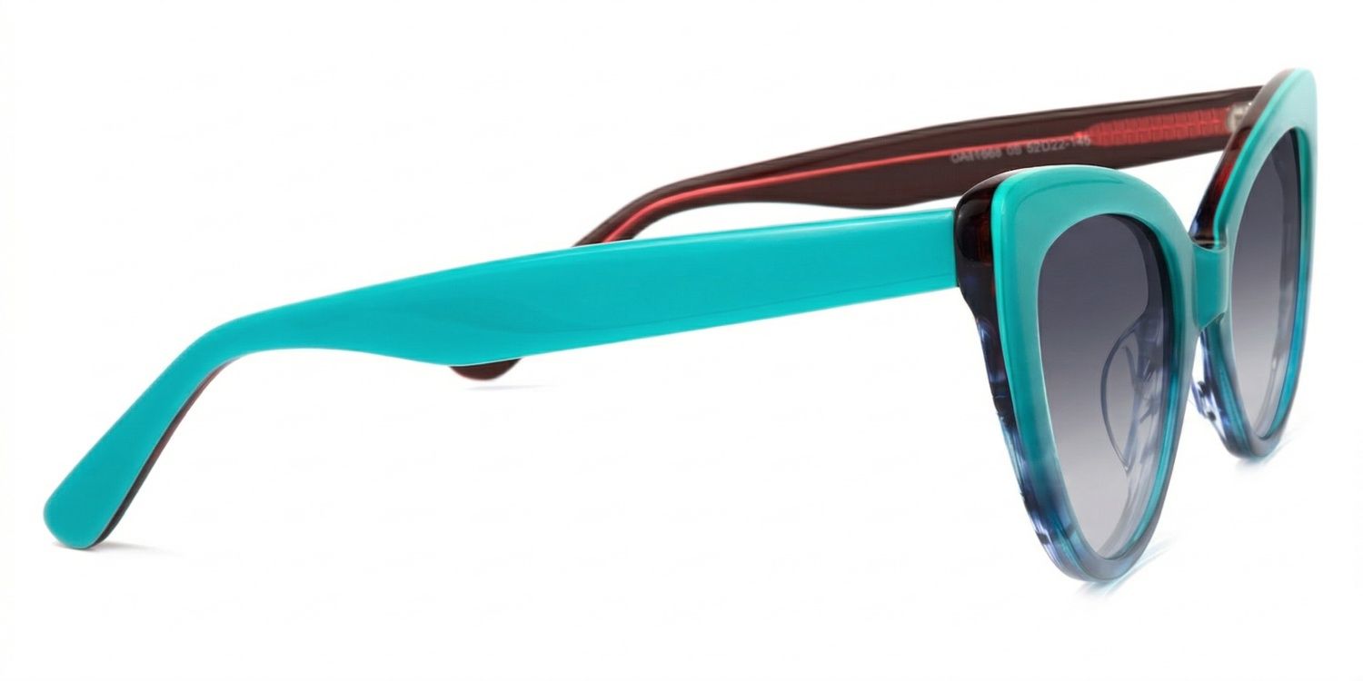 Claudette Blue-Green Cat Eye Polarized Sunglasses for Driving | ZEELOOL3