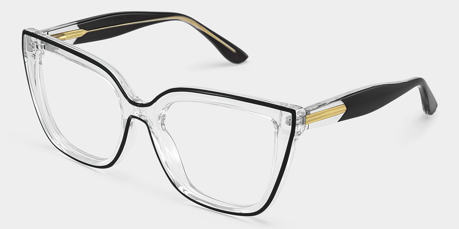Mirta Square Black Eyeglasses and Crsystal Frames2