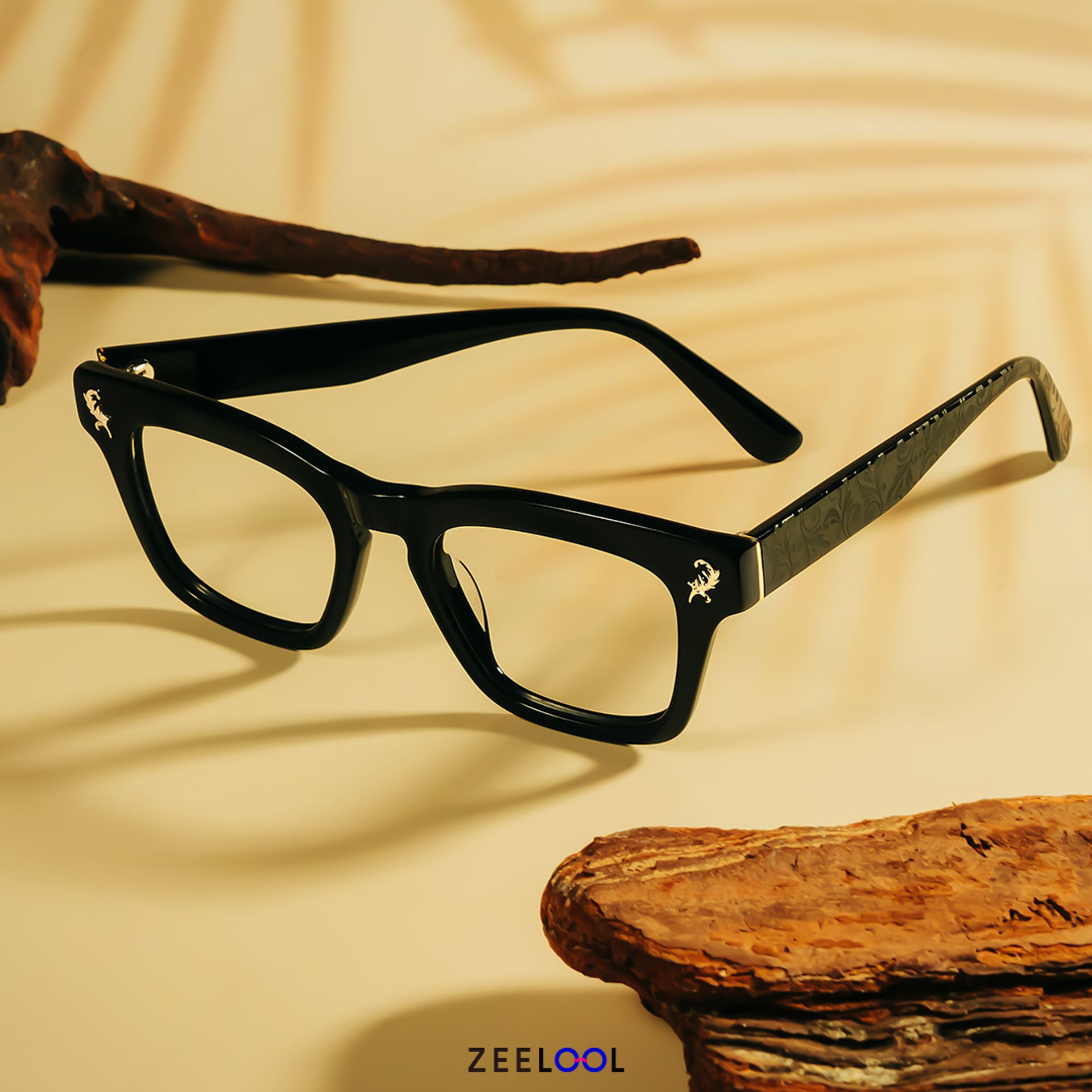 Square Black Classic Glasses - Dodard Acetate Frame Glasses4