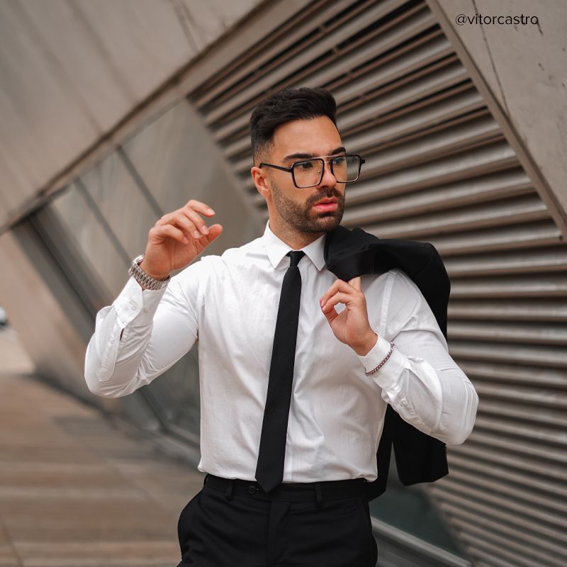 Aviator Black-Silver Glasses | Zeelool Glasses5