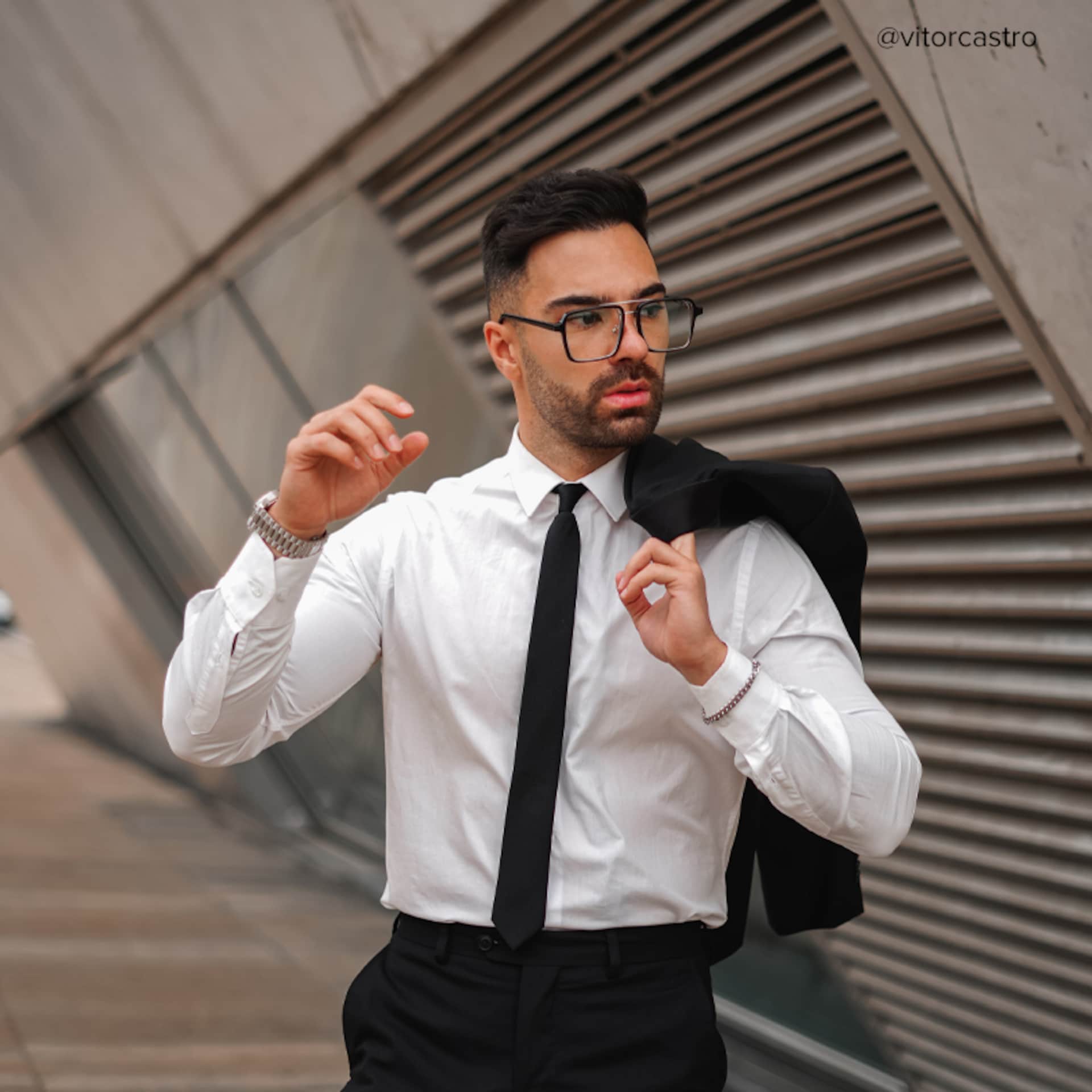 Aviator Black-Silver Glasses | Zeelool Glasses5