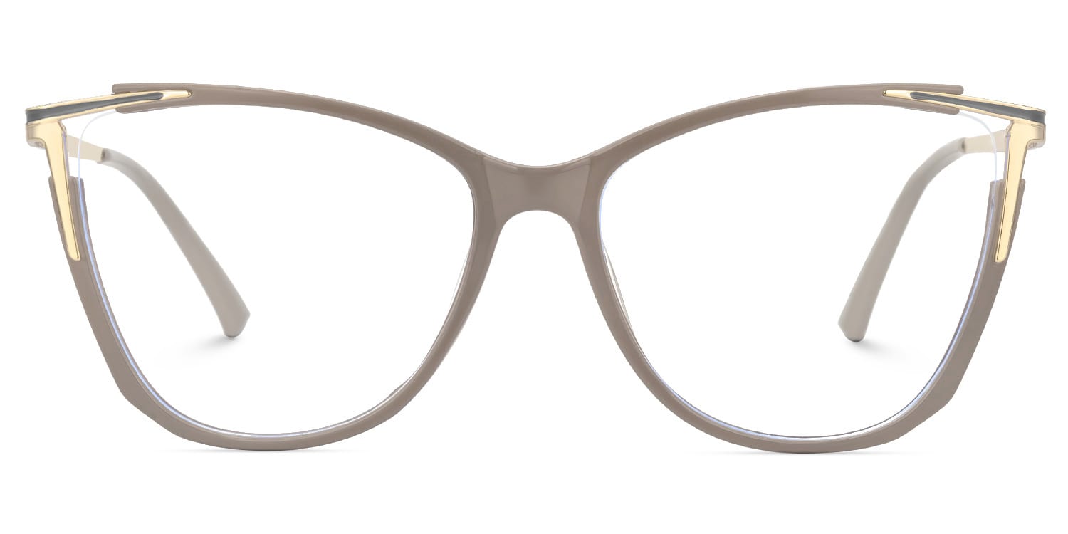 Losier Cateye Khaki Eyeglasses with Mixed Materials Zeelool