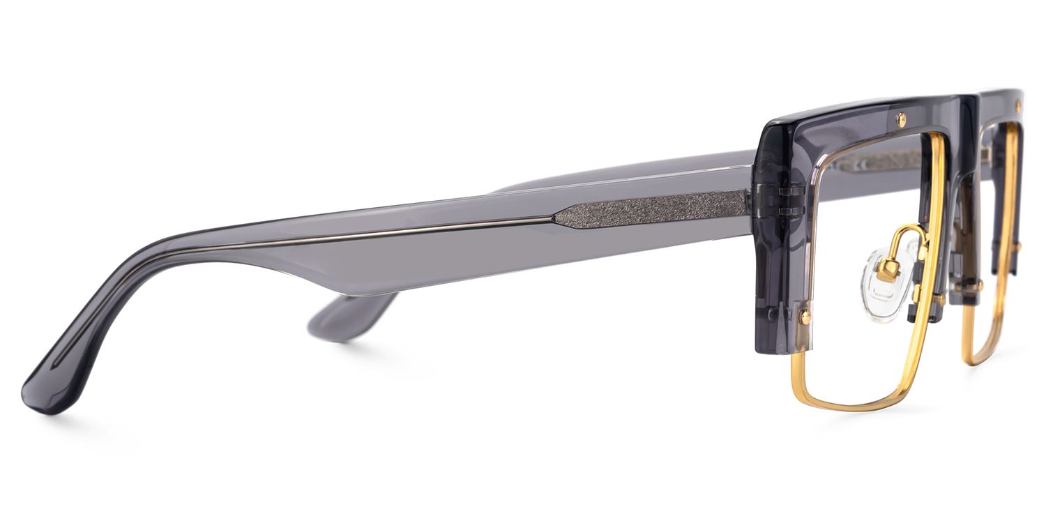 Maldonado Rectangle Grey Transparent Glasses | Zeelool3