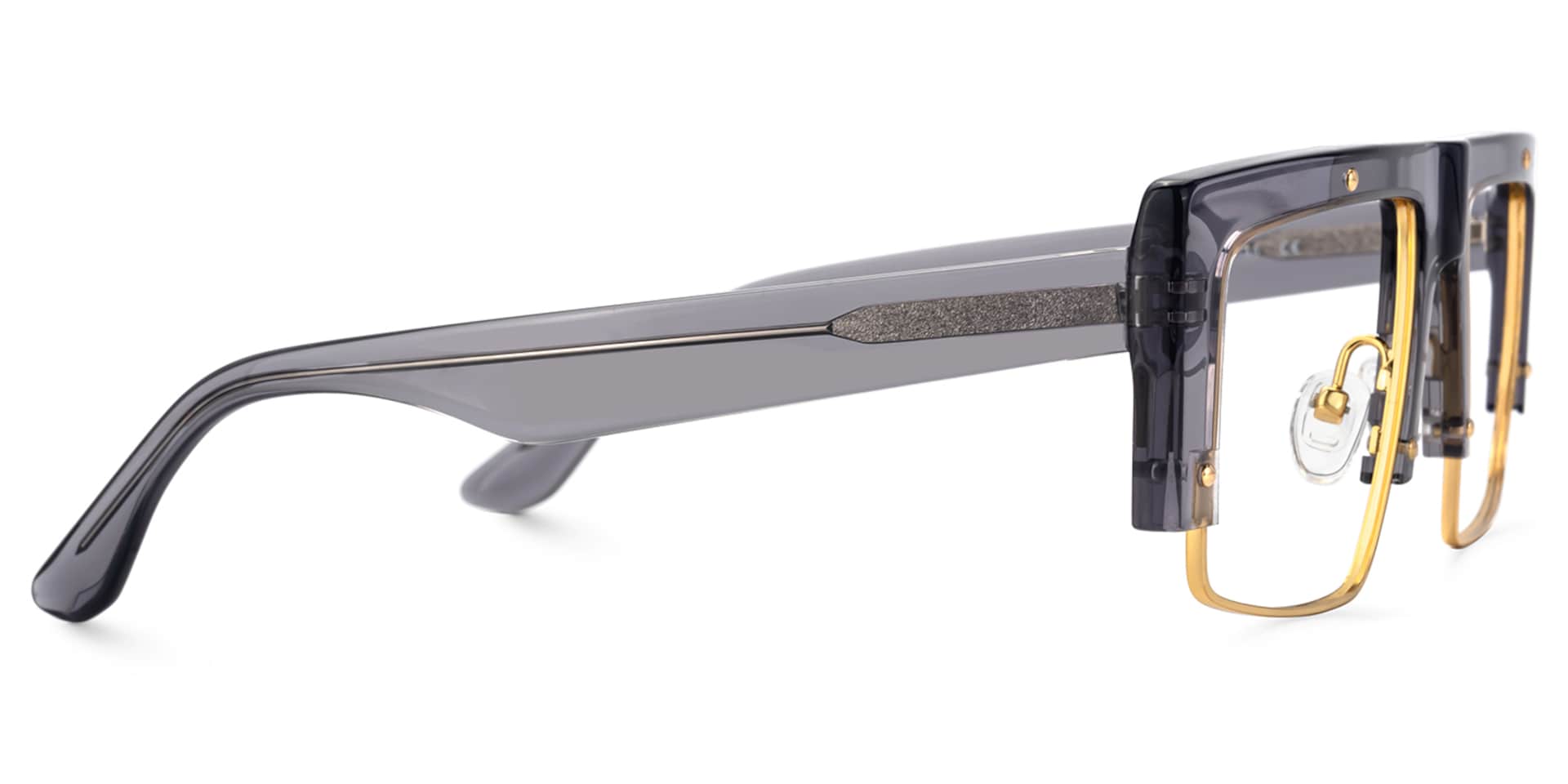 Maldonado Rectangle Grey Transparent Glasses | Zeelool3