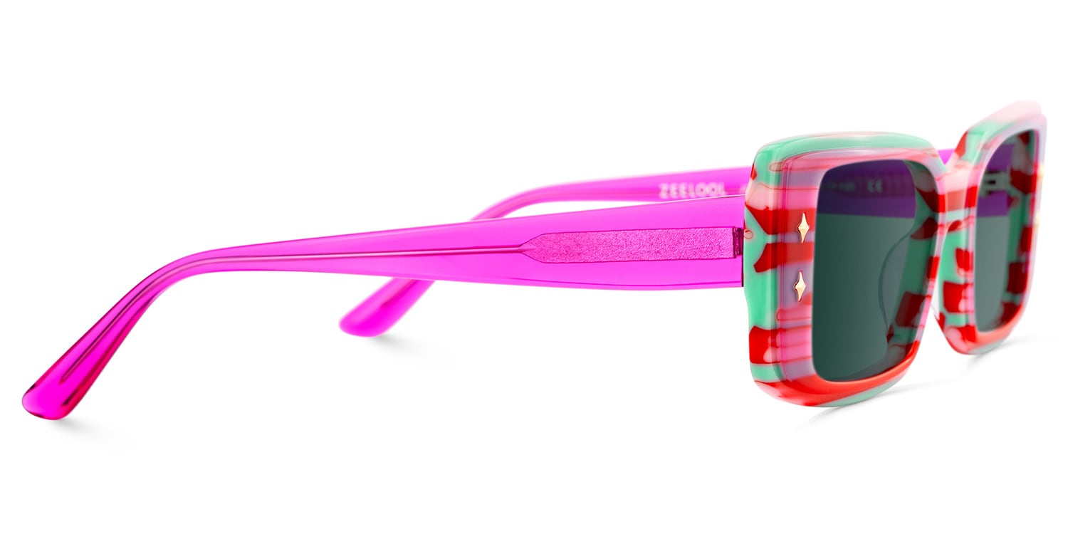 Gleam Rectangle Red Sunglasses3