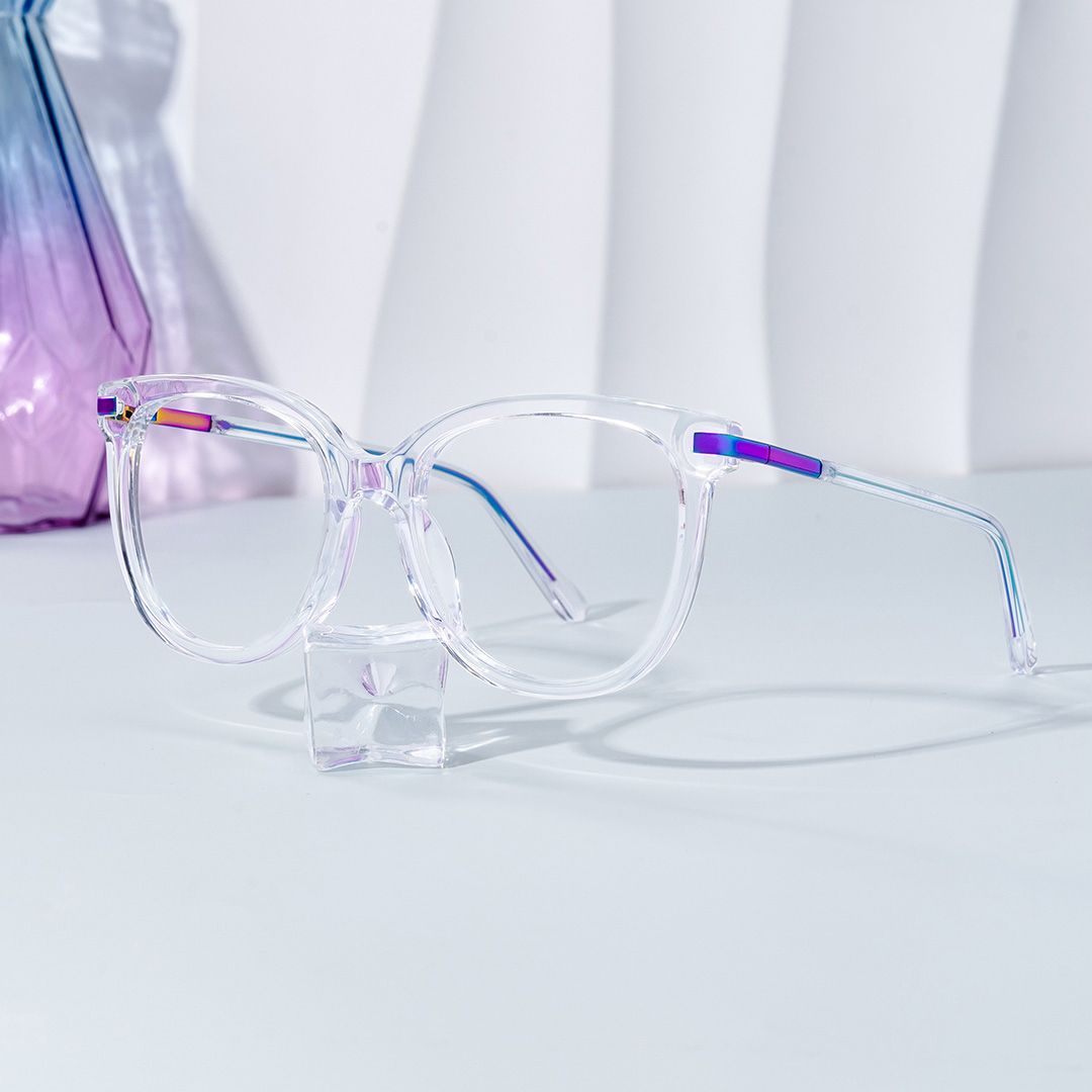 Round Grey Glasses With a Clear Color0