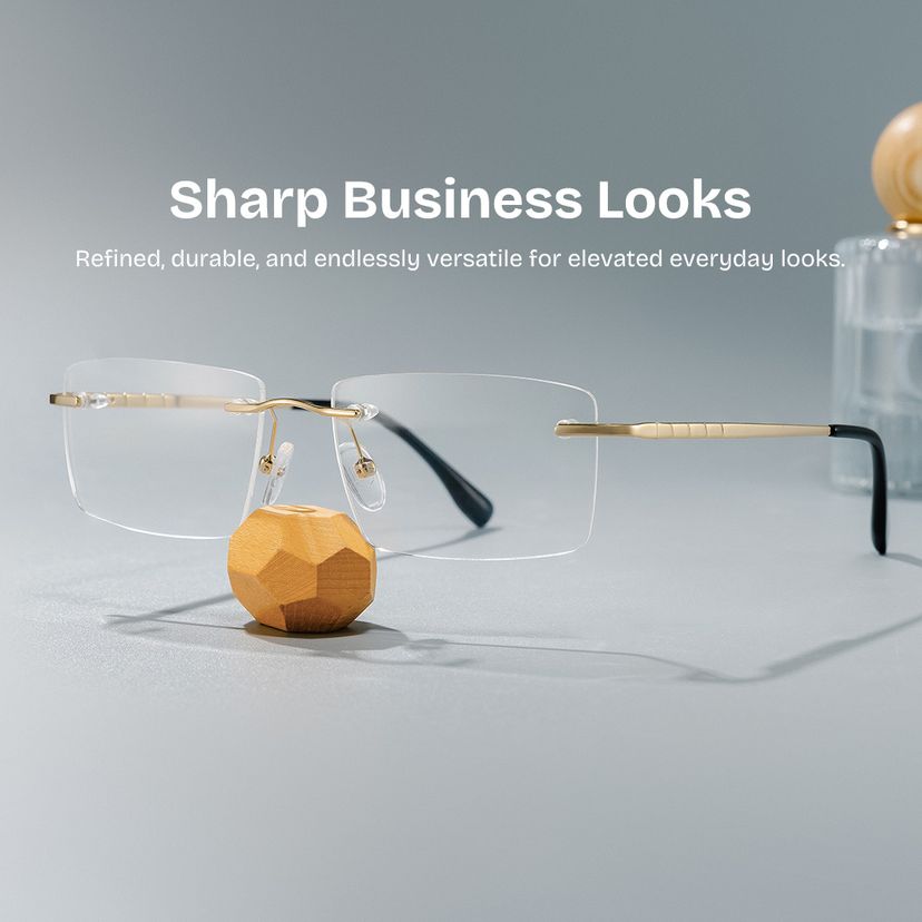 Cetina Rectangle Gold Glasses
