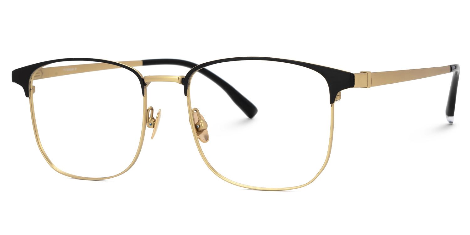 Rondon Titanium Rectangle Gold Frame Glasses | Zeelool1