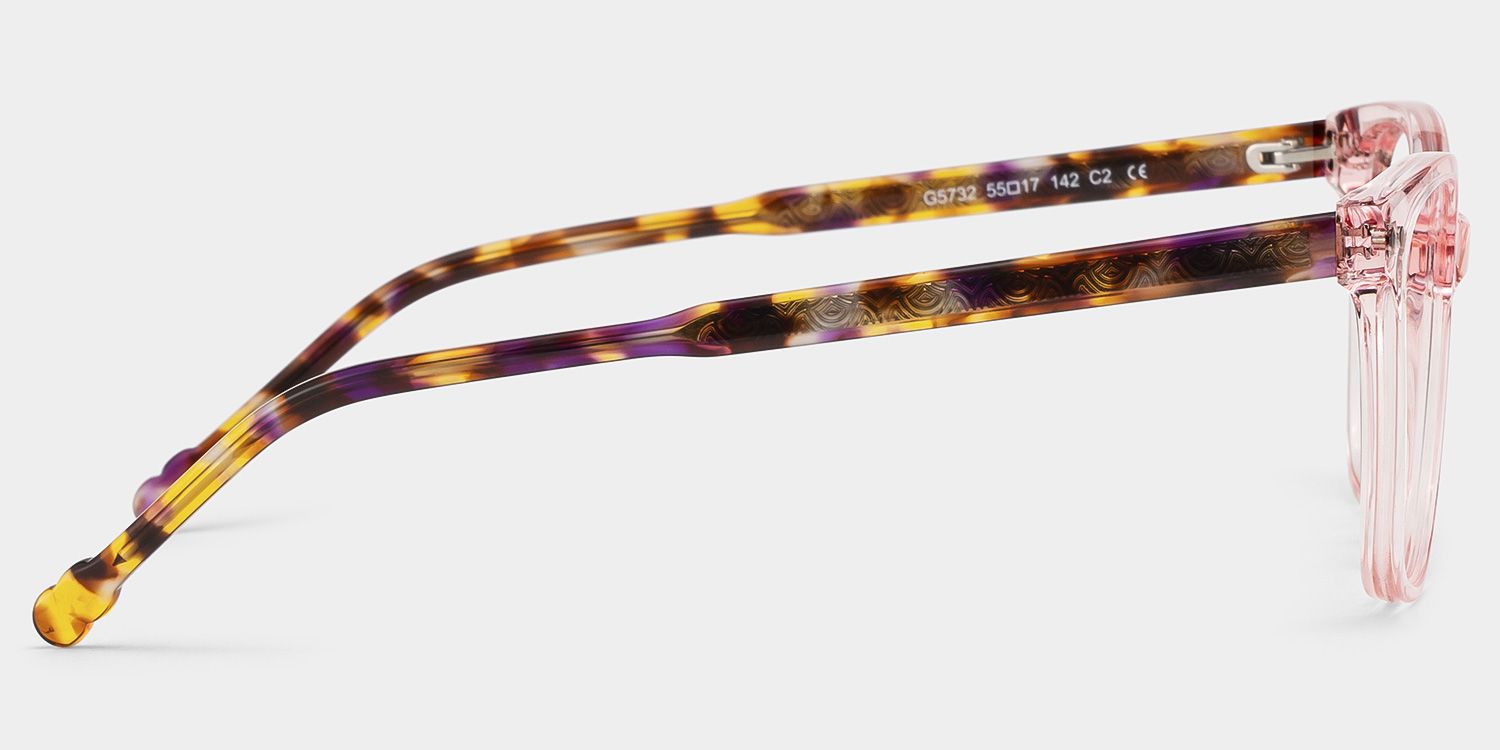 Marigold pink and tortoise shell glasses Rectangle Frame Online | ZEELOOL4