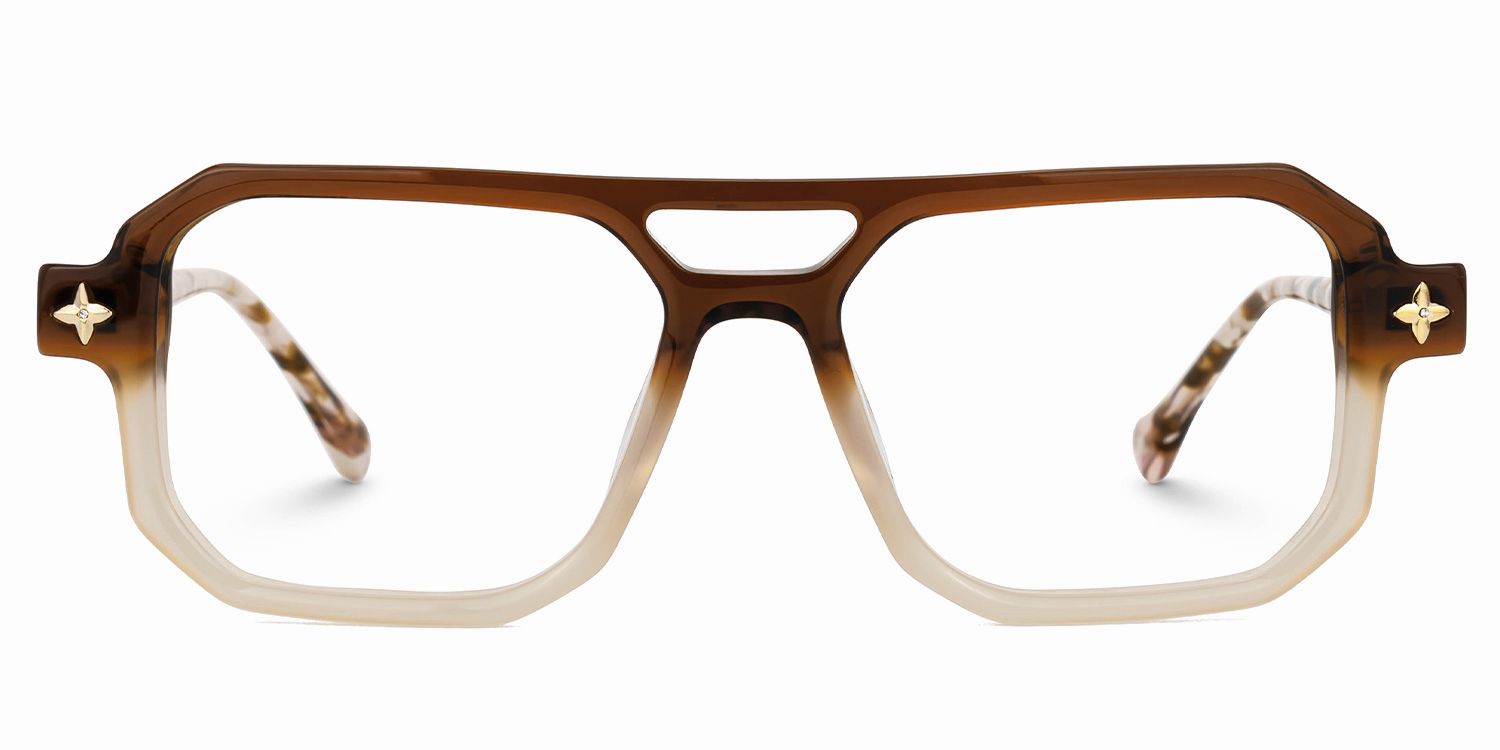 Brown Brackett Aviator Frame Eyeglasses | Zeelool0
