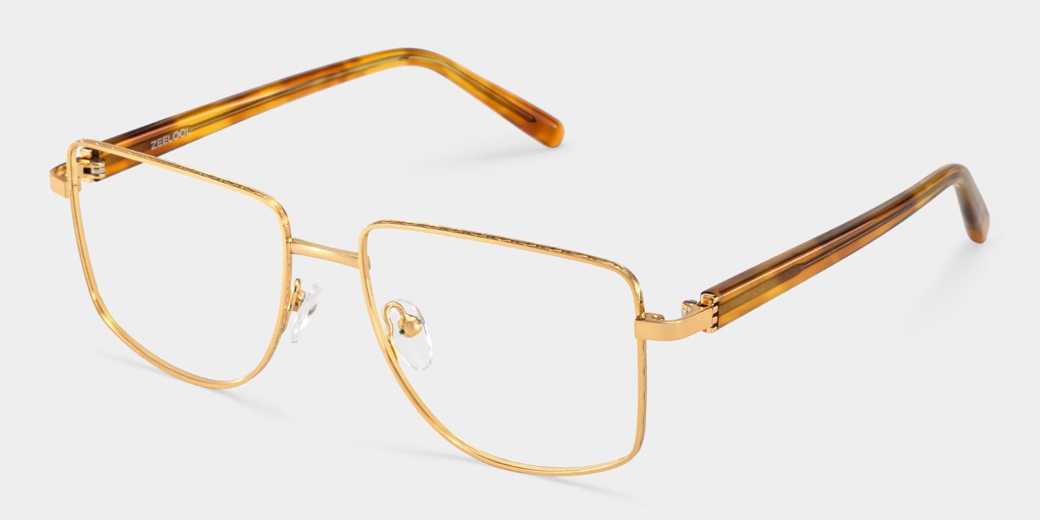 Geometric Gold yellow Eyeglasses- Felicity Metal Frame Glasses5
