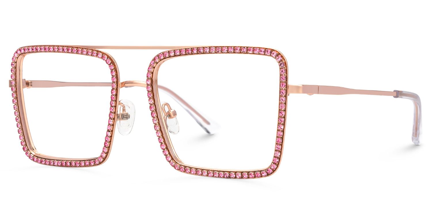 Diva Glasses, Rose Gold Eyeglasses with Pink Diamond3