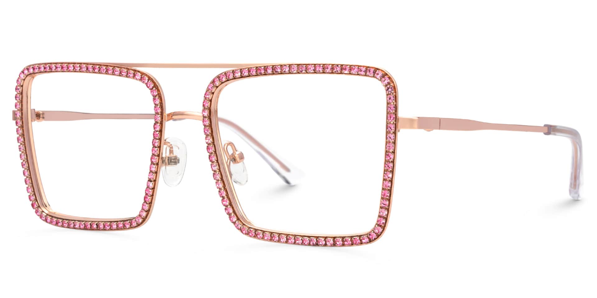 Diva Glasses, Rose Gold Eyeglasses with Pink Diamond3