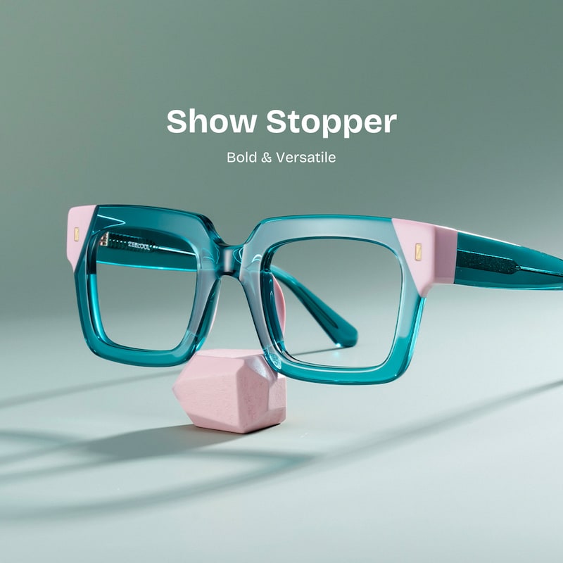 ZEELOOL Sarah Square Green Pink Glasses