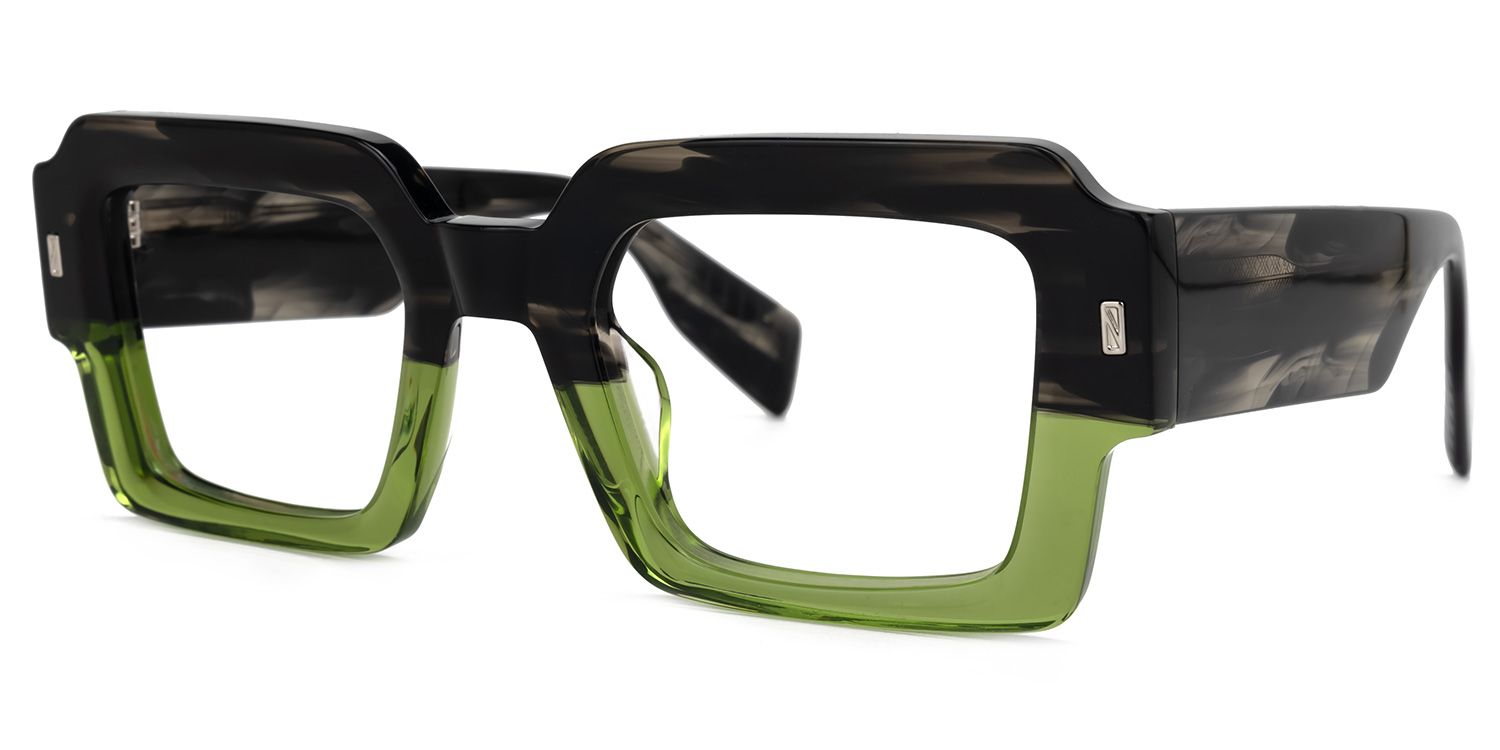Bobbee Square Black-Green Glasses | Zeelool Glasses1
